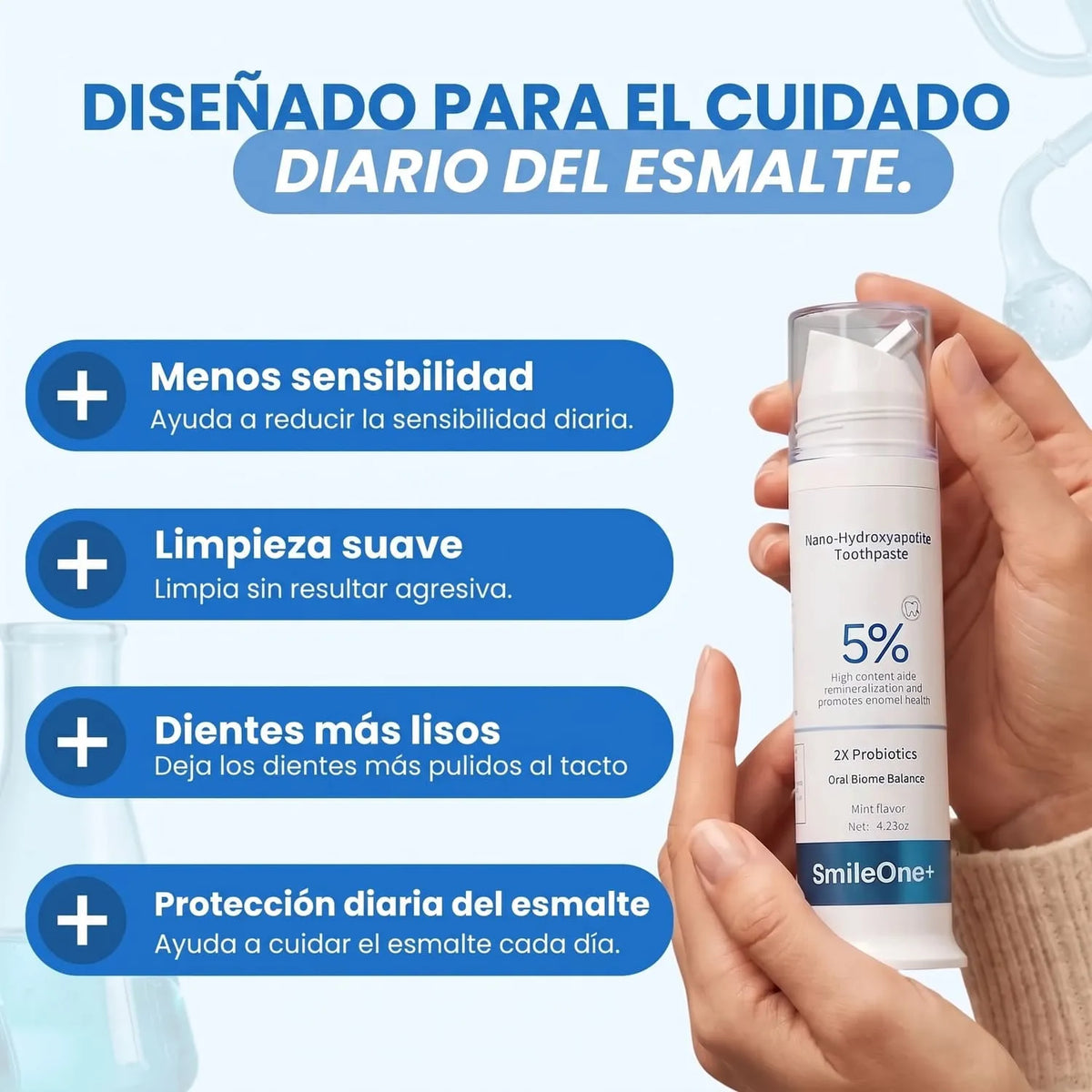 Dentífrico con hidroxiapatita para dientes sensibles